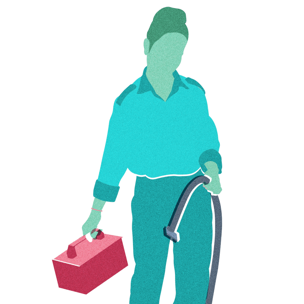Woman carrying charging equipment for her electric rickshaw