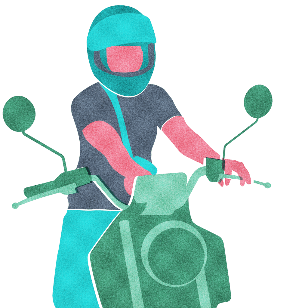 illustration of a electric motorcycle rider